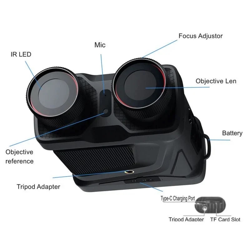 True Sense Night Vision Binoculars R12 Device Infrared 5x Digital Hunting Telescope Outdoor, R12
