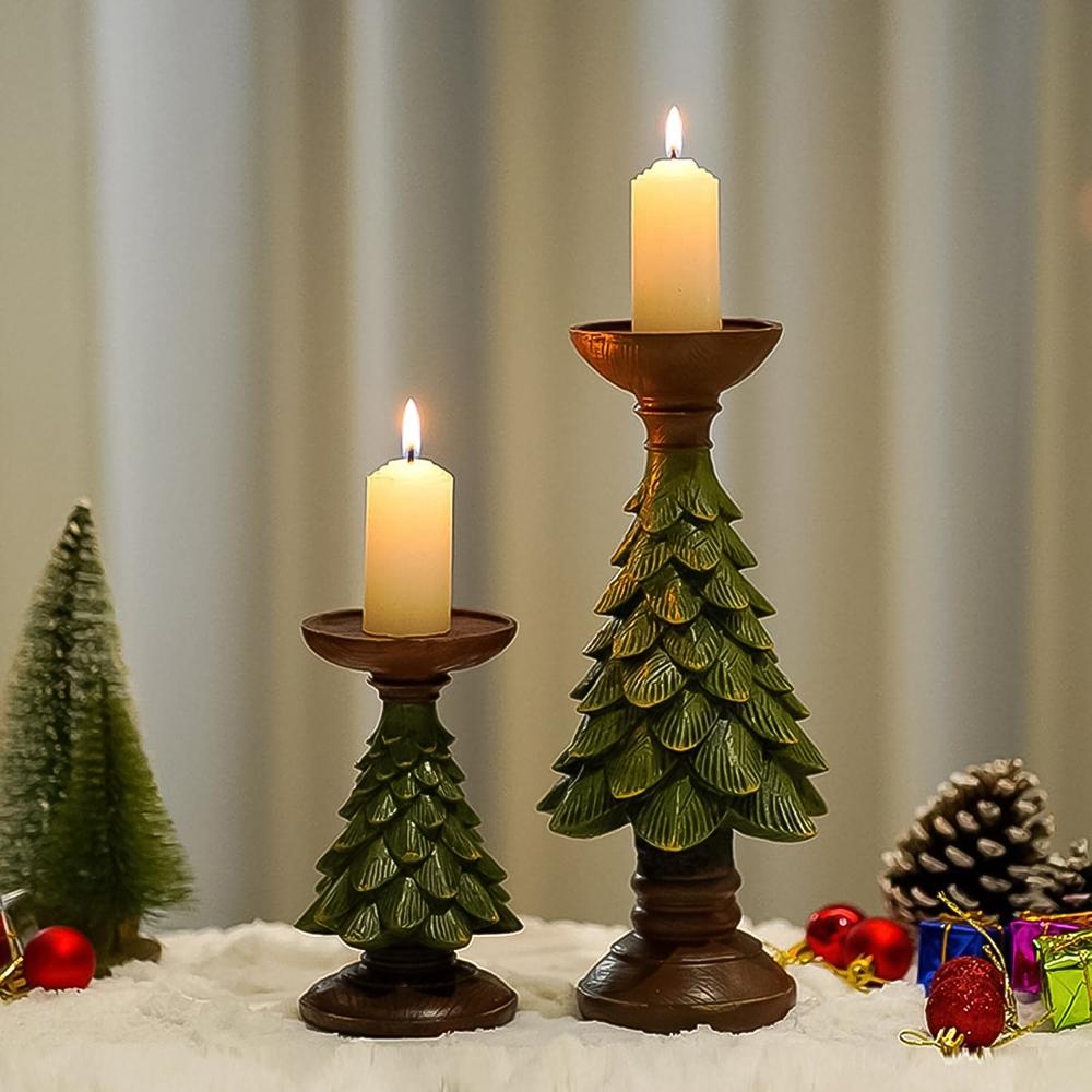 Christmas Tree Candleholder Candlestick Decorative For Home - Color: Mix