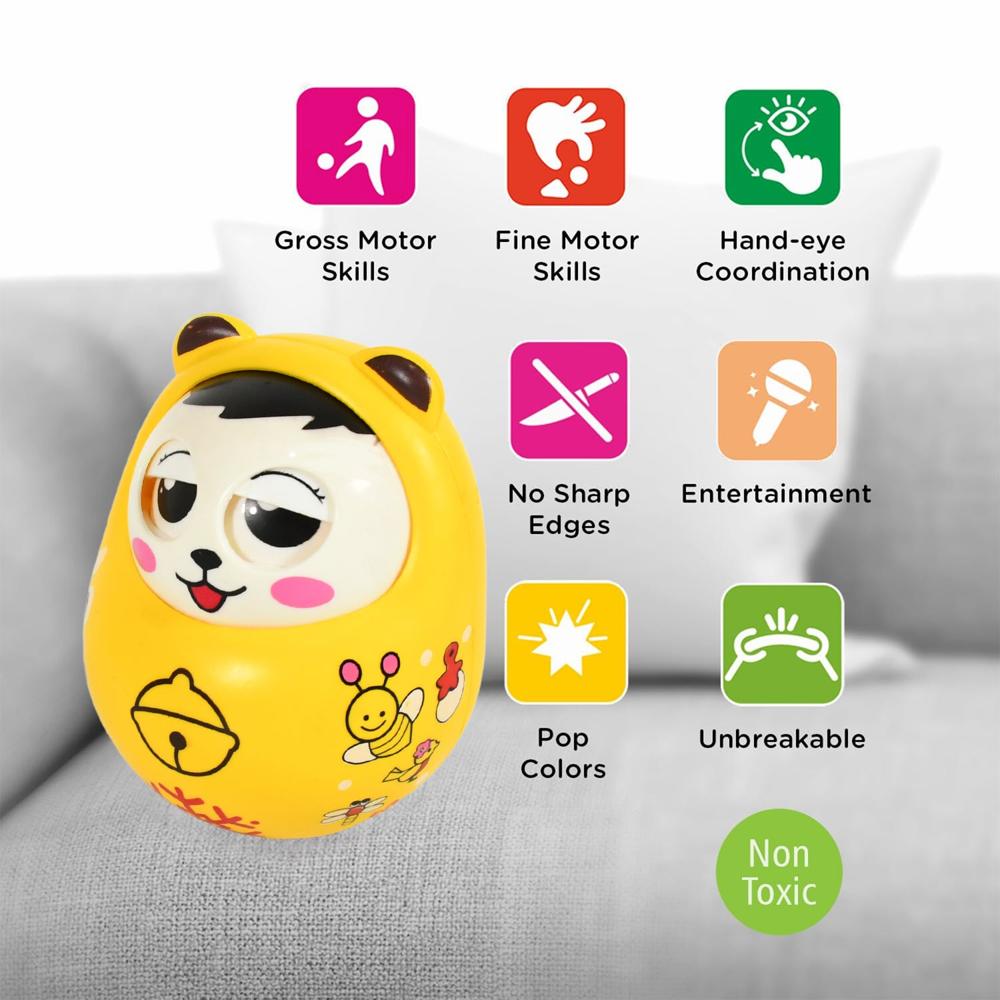 Musical Roly Poly Toy for Babies Push, Shake Wobbling Doll