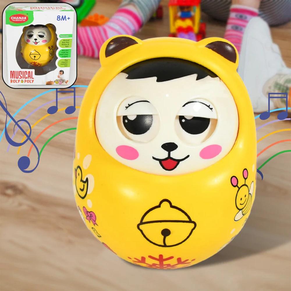 Musical Roly Poly Toy for Babies Push, Shake Wobbling Doll