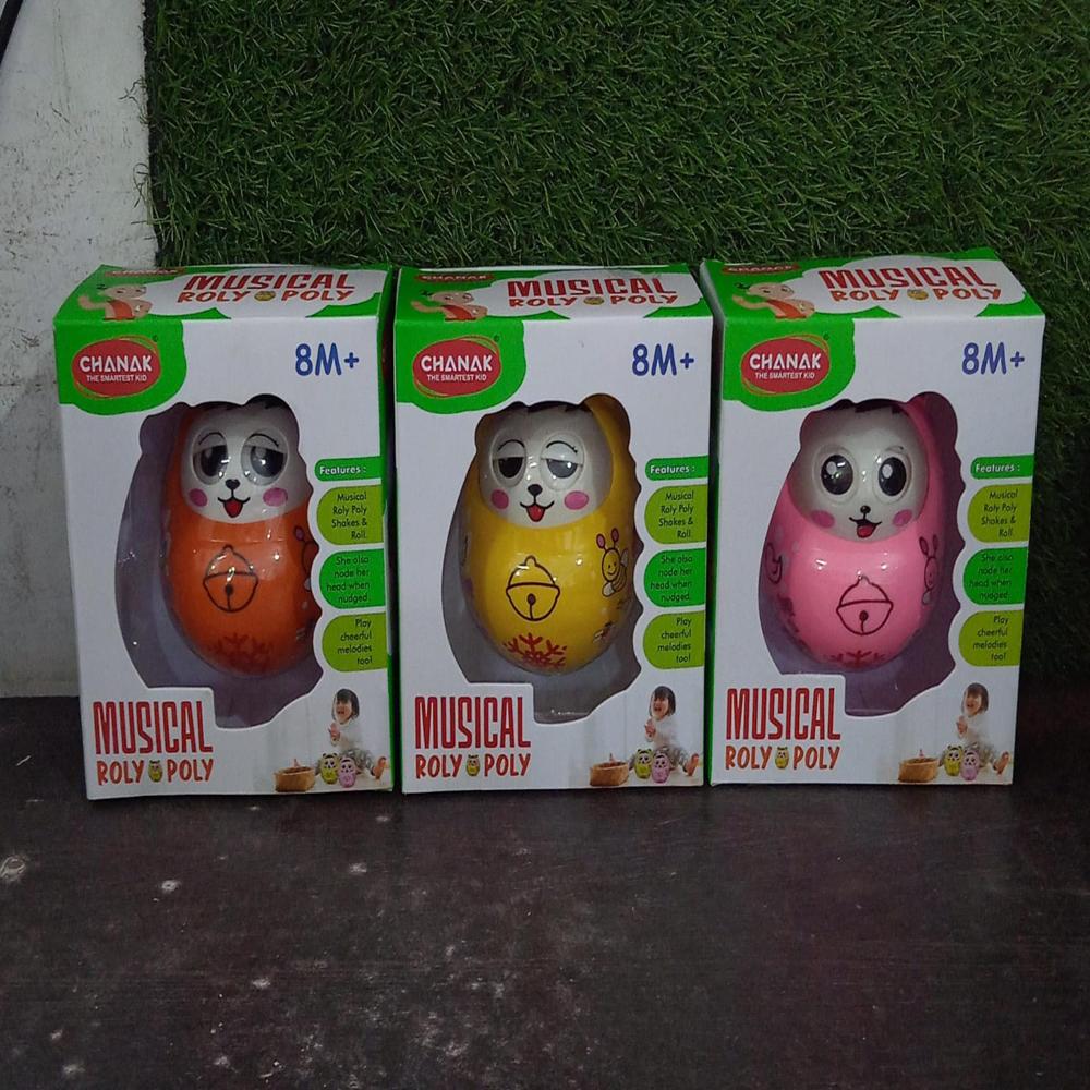 Musical Roly Poly Toy for Babies Push, Shake Wobbling Doll
