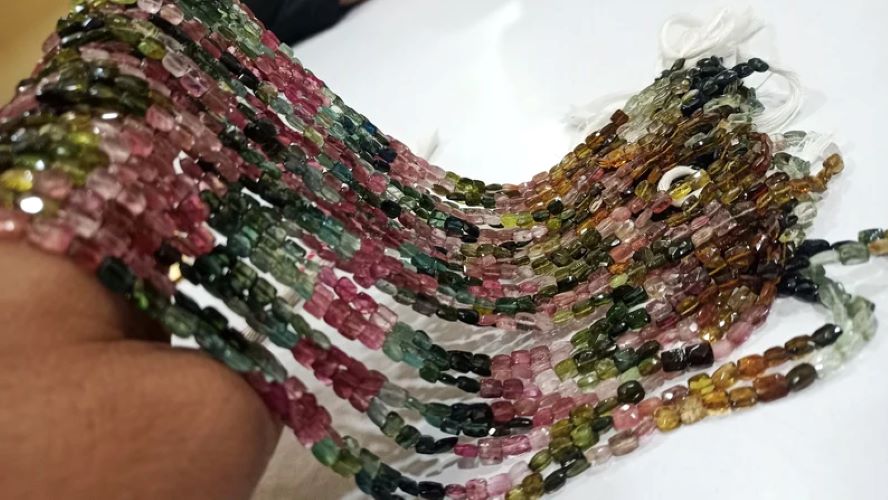 Natural Multi Tourmaline Chiclets Shape Faceted 4-5mm Beads Sold per Strand of 13 Inches Long