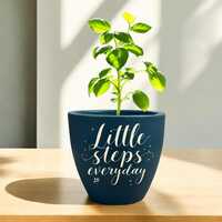 Quote Planter - Ceramic, 6-10 Inch, Matte White, Round With Drainage Hole | Motivational Quotes, Eco-friendly, Indoor-outdoor Use