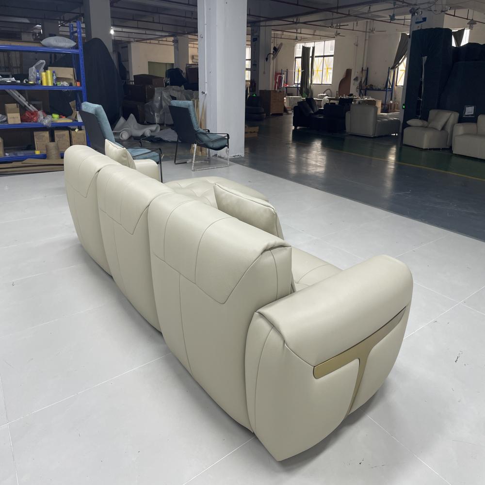 Italian Minimalist Leather Sofa, Modern Luxury L-Shaped Sectional Sofa