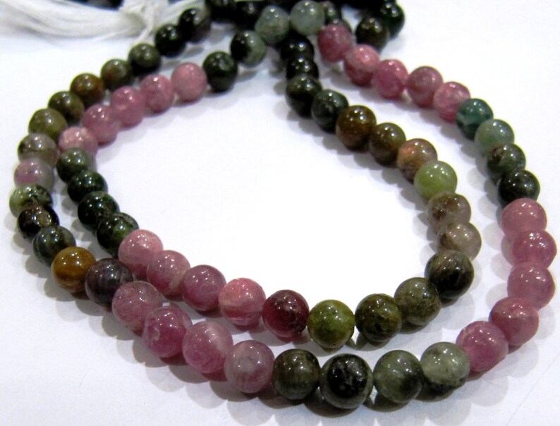 Multi Color Tourmaline Plain Smooth Ball Shape Round beads 3mm to 4mm Size Strand 13 inches long