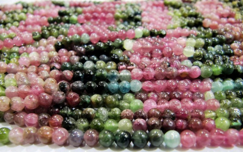 Multi Color Tourmaline Plain Smooth Ball Shape Round beads 3mm to 4mm Size Strand 13 inches long