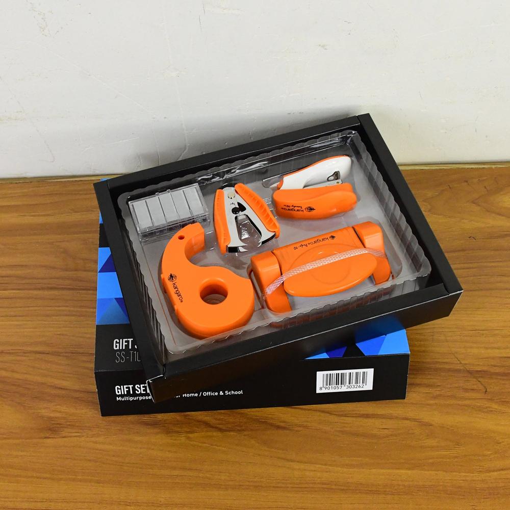 Kangaro 5 In 1 Stationery Gift Set Stapler, Staples, Staple Remover, Tape Dispenser - Color: Mix