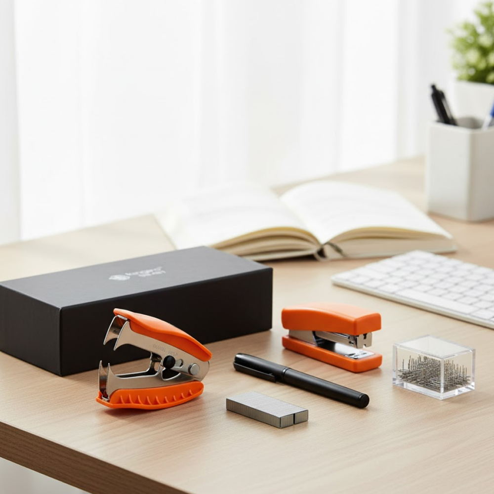 Kangaro 5 In 1 Stationery Gift Set Stapler, Staples, Staple Remover, Tape Dispenser - Color: Mix