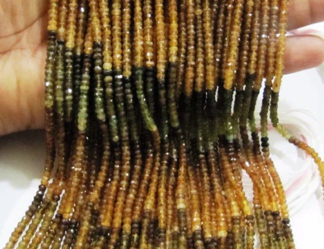 Natural Genuine Petrol tourmaline Rondelle Faceted Beads 3-4mm Size Strand 13 inches Long 