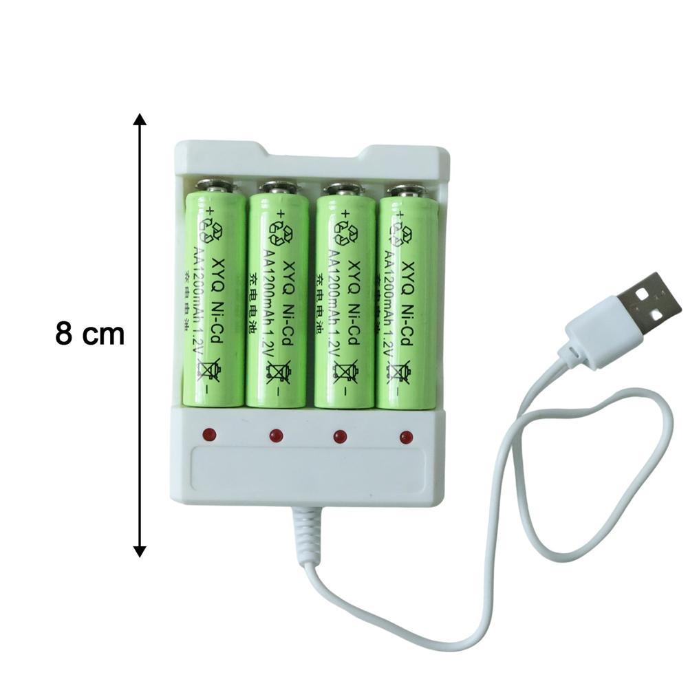 USB Powered Rechargeable AA Battery Charger with 4 AA Batteries (1 Set)