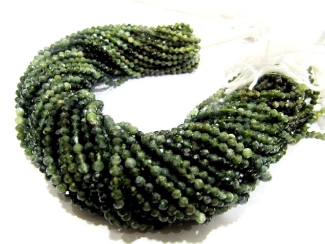 Natural Green Tourmaline Rondelle Faceted 3mm Beads Strand Size 13 Inches Long