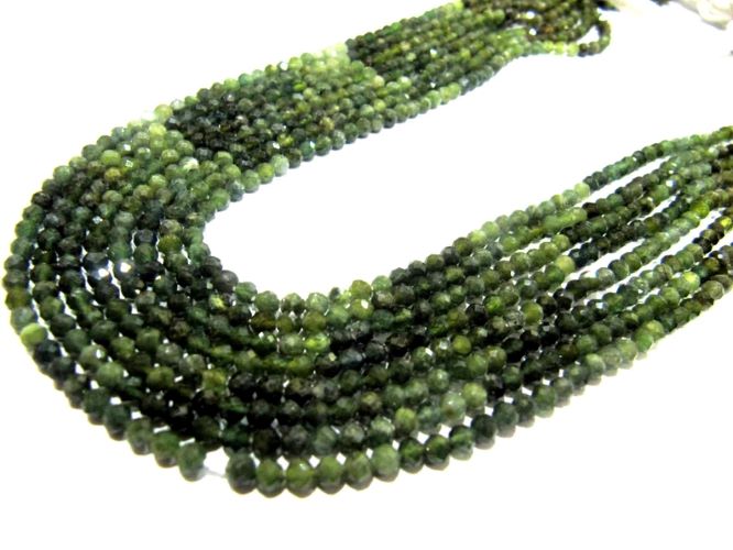 Natural Green Tourmaline Rondelle Faceted 3mm Beads Strand Size 13 Inches Long