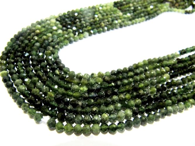 Natural Green Tourmaline Rondelle Faceted 3mm Beads Strand Size 13 Inches Long