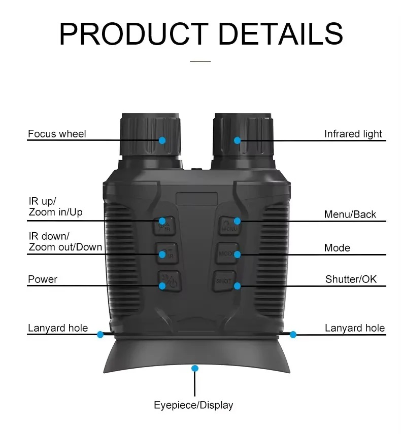 True Sense NV3280 500M Digital Night Vision Binoculars 36MP 10X Optical 8X Zoom 4K UHD, NV3280