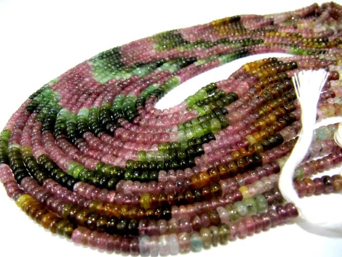 Natural Multi Tourmaline Rondelle Smooth Beads 5-6mm Sold per Strand of 13 Inches Long