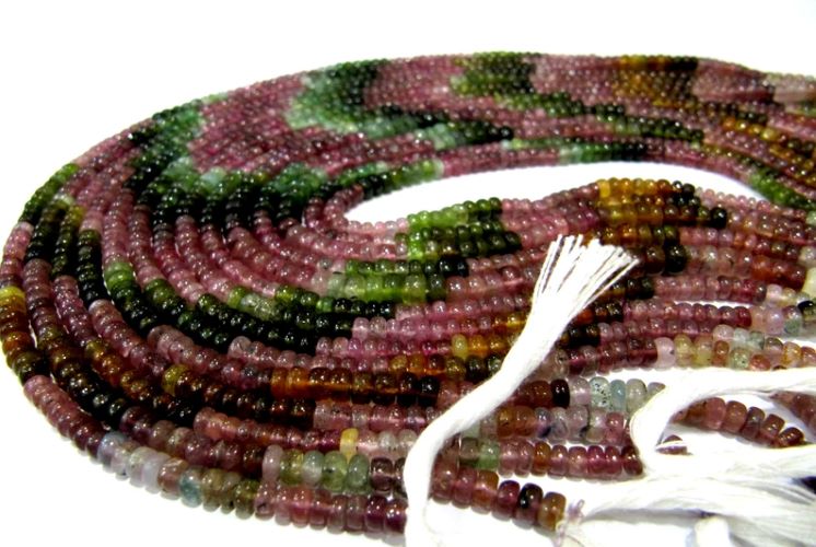 Natural Multi Tourmaline Rondelle Smooth Beads 5-6mm Sold per Strand of 13 Inches Long