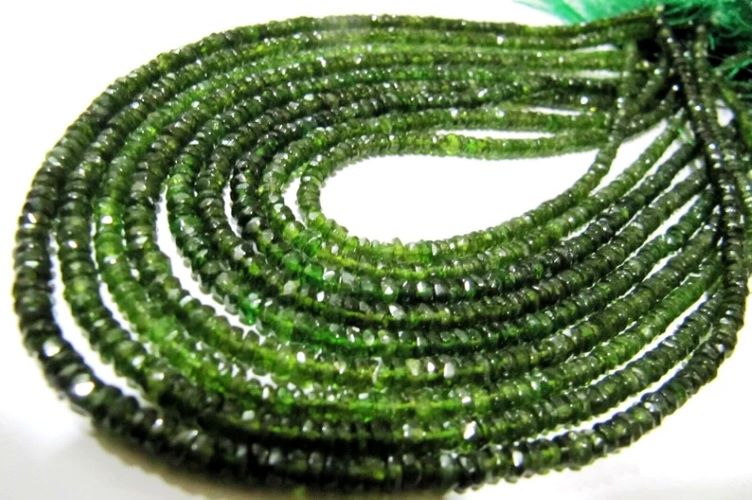 Natural Green Tourmaline Rondelle Faceted Beads Size 3-4mm Strand Size 16 Inches Long