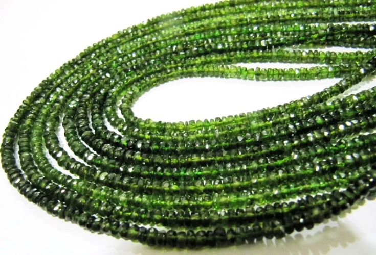 Natural Green Tourmaline Rondelle Faceted Beads Size 3-4mm Strand Size 16 Inches Long 