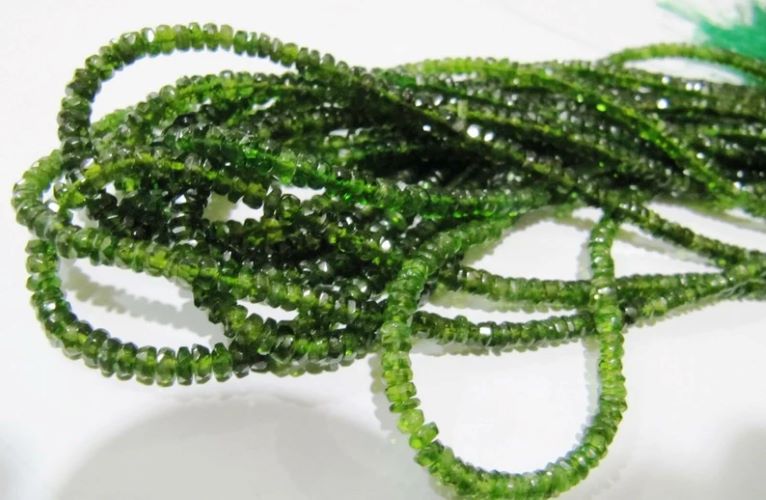 Natural Green Tourmaline Rondelle Faceted Beads Size 3-4mm Strand Size 16 Inches Long 