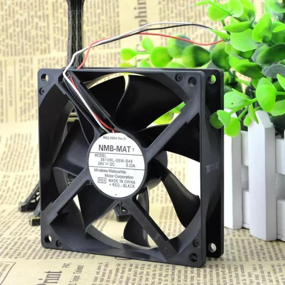 NMB-MAT 3610RL-05W-S49 24V DC 0.22A 9225mm Ball Bearing Industrial Axial Cooling Fan