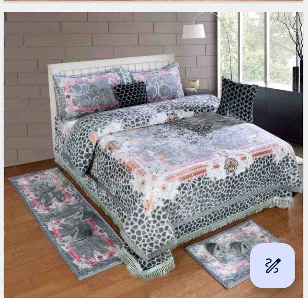 MDJ Grey Floral Geometric Bedding Set