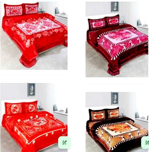 Premium Red Floral Wedding Blanket Set