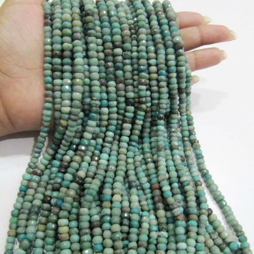 Natural Chrysocolla Rondelle faceted Gemstone Beads Size 5mm Sold per Strand of 13 Inches Long