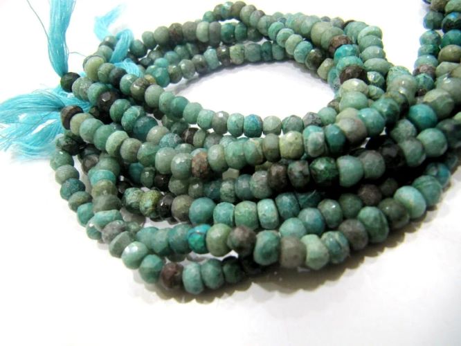 Natural Chrysocolla Rondelle faceted Gemstone Beads Size 5mm Sold per Strand of 13 Inches Long