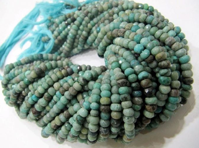 Natural Chrysocolla Rondelle faceted Gemstone Beads Size 5mm Sold per Strand of 13 Inches Long