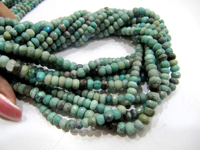 Natural Chrysocolla Rondelle faceted Gemstone Beads Size 5mm Sold per Strand of 13 Inches Long
