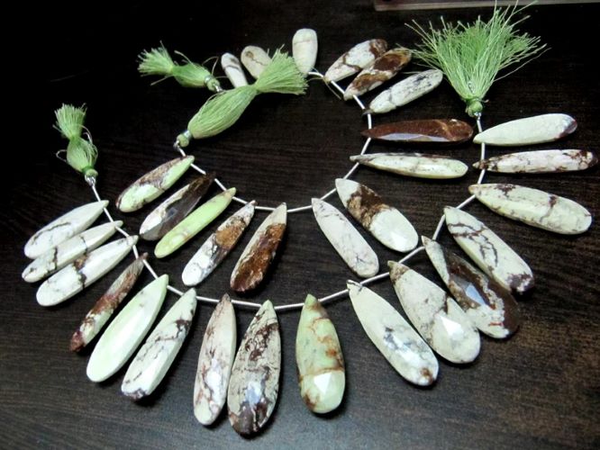 Natural Lemon Chrysocolla Pear Shape Faceted Briolette beads 10x13mm To 12x35mm Graduated Strand 8 Inches