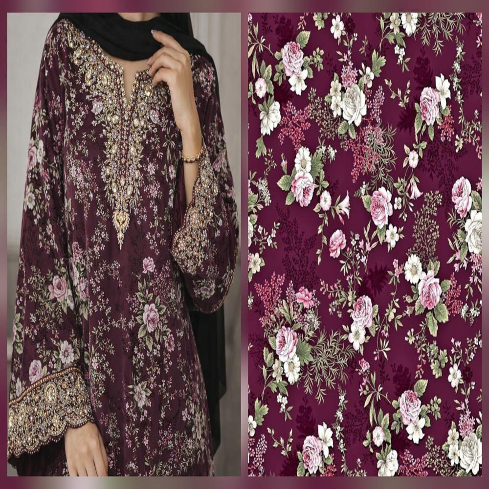 Floral digital print fabric