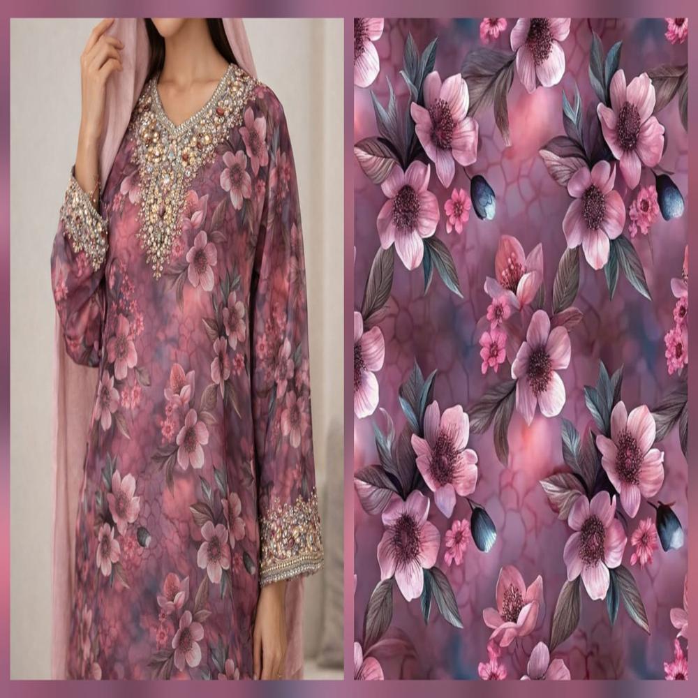 Floral digital print fabric