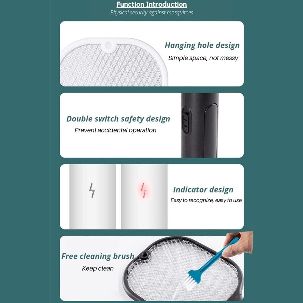 Rechargeable Mosquito Killer Racket with UV Light, USB Charging Base