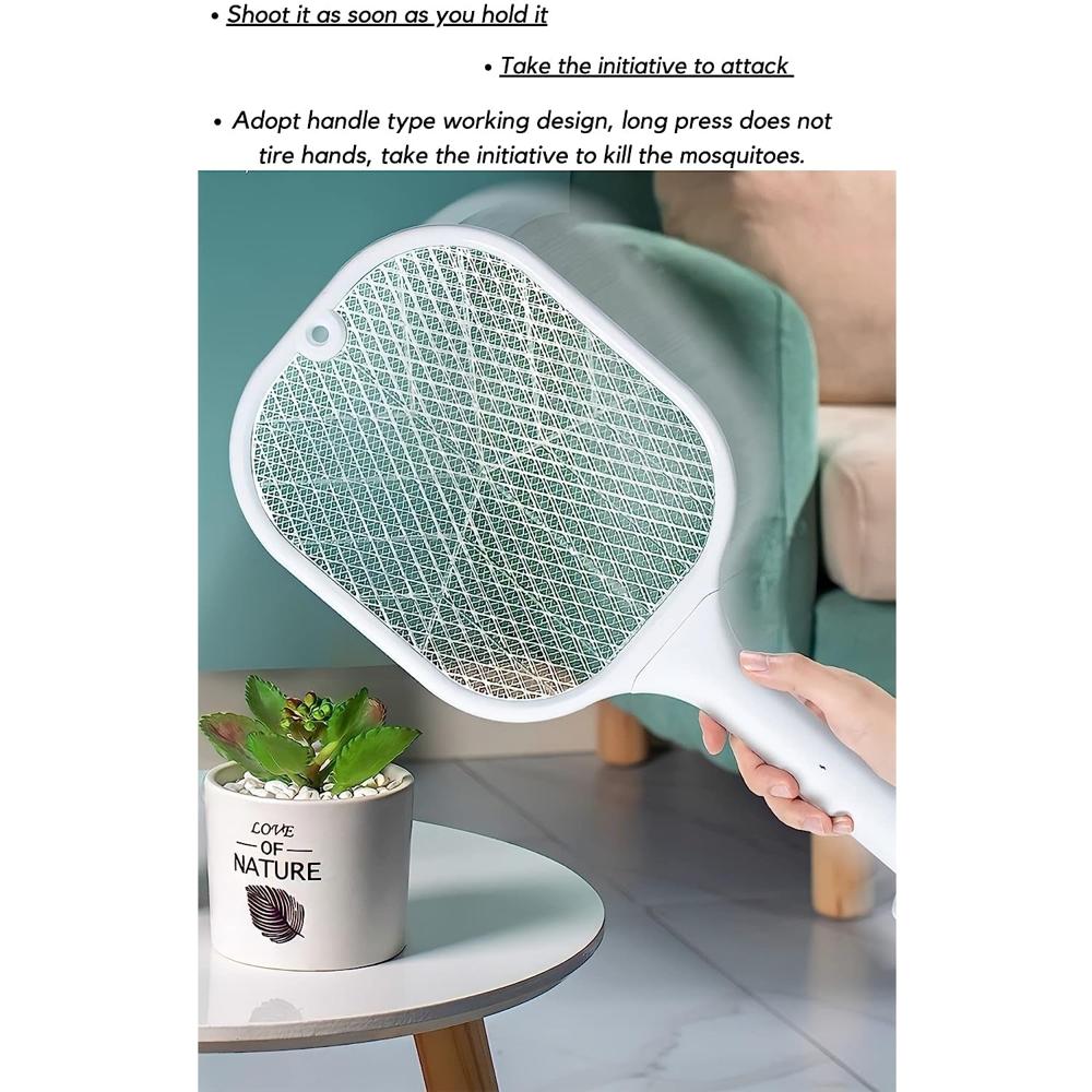 Rechargeable Mosquito Killer Racket with UV Light, USB Charging Base