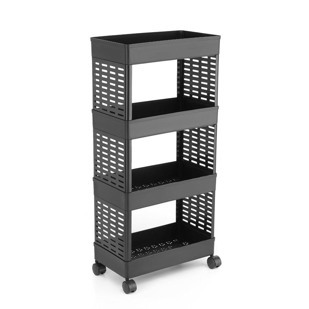 4 Layer Plastic Storage Rack With Wheels - Color: Mix