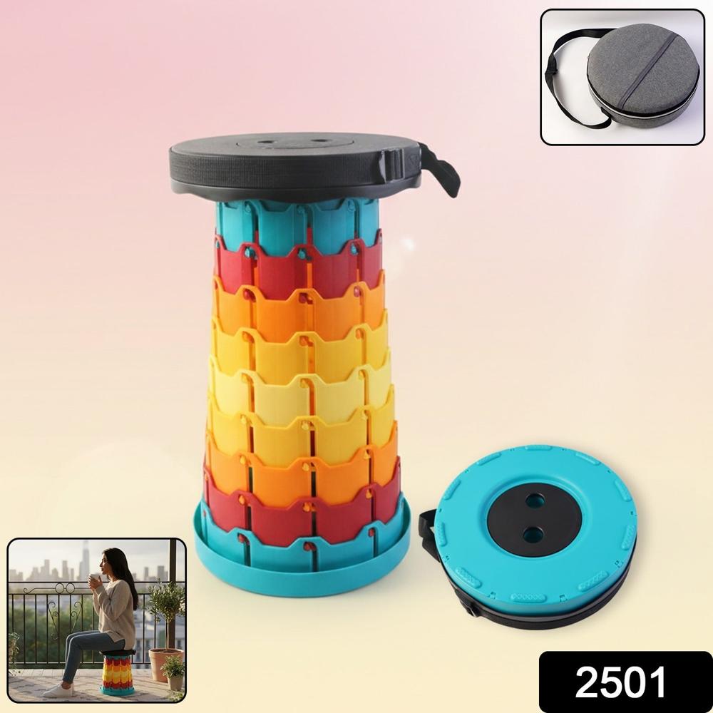 Collapsible Stool With Handle For Portable Seating (44X25.5 Cm) - Color: Mix