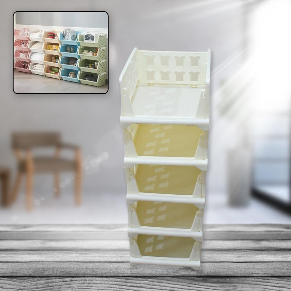 5 Layer Stackable Multifunctional Storage,For Clothes Foldable Drawer Shelf Basket Utility Cart Rack Storage Organizer Cart For Kitchen, Pantry Closet, Bedroom, Bathroom, Laundry (5 Layer 1 Pc) - Material: Plastic