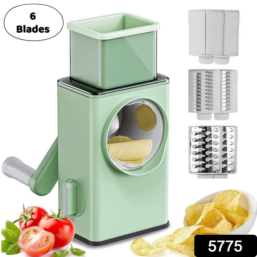 Stainless Steel Vegetable Chopper With 6 Blades, Kitchen Mandoline Slicer - Color: Mix