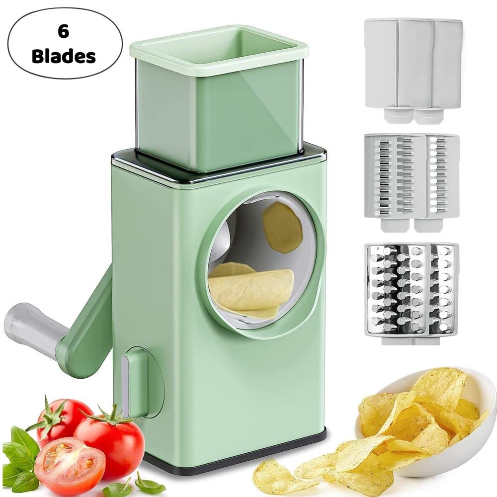 Stainless Steel Vegetable Chopper With 6 Blades, Kitchen Mandoline Slicer - Color: Mix