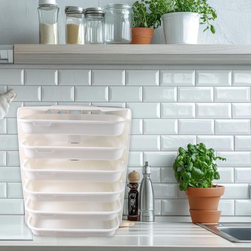 Plastic 6 Layer Wall Mounted Food Organizer Rack (1 Set)