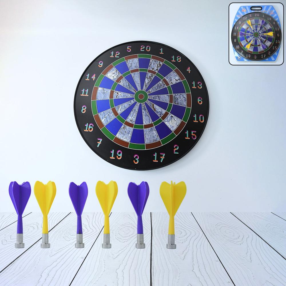 Magnetic Dart Board Game Set With 6 Soft Tip Darts - Color: Mix