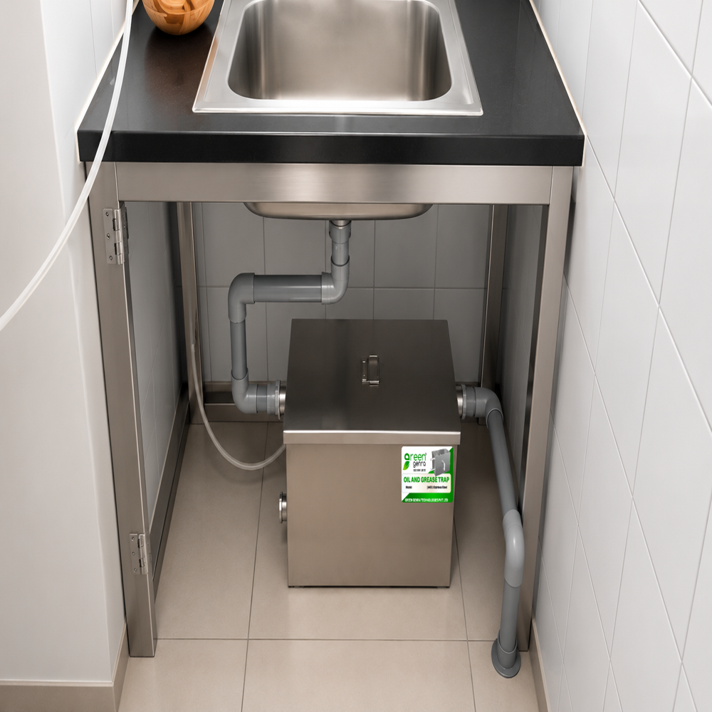 MODEL No GG-OGT 28 Capacity 28 L Grease Trap - Stainless Steel SS304, Metallic Silver, Under-Sink, Removable Lid