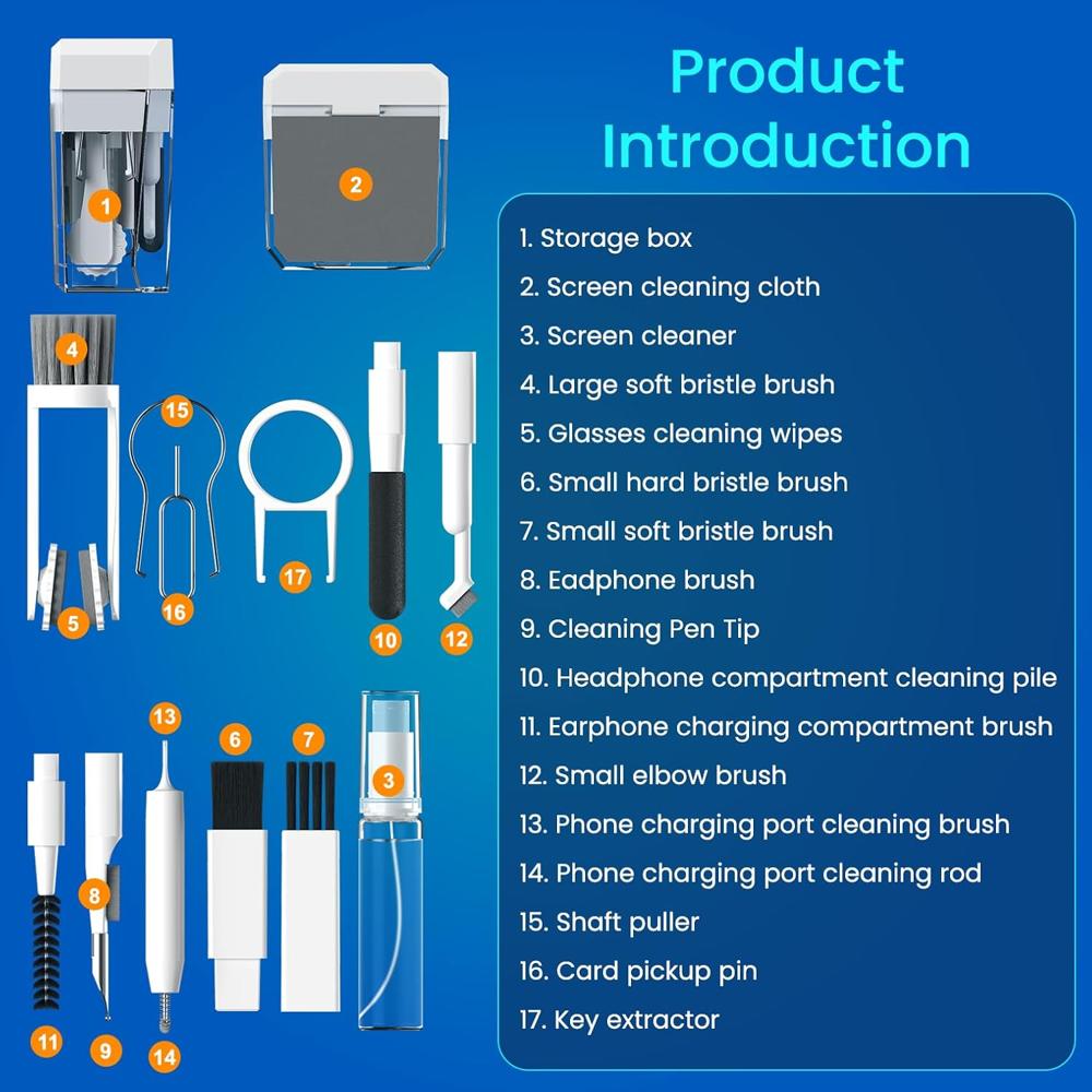 Portronics Clean One 16 in 1 Multipurpose Multipurpose Device Cleaner Cleaning Kit for Laptops,
