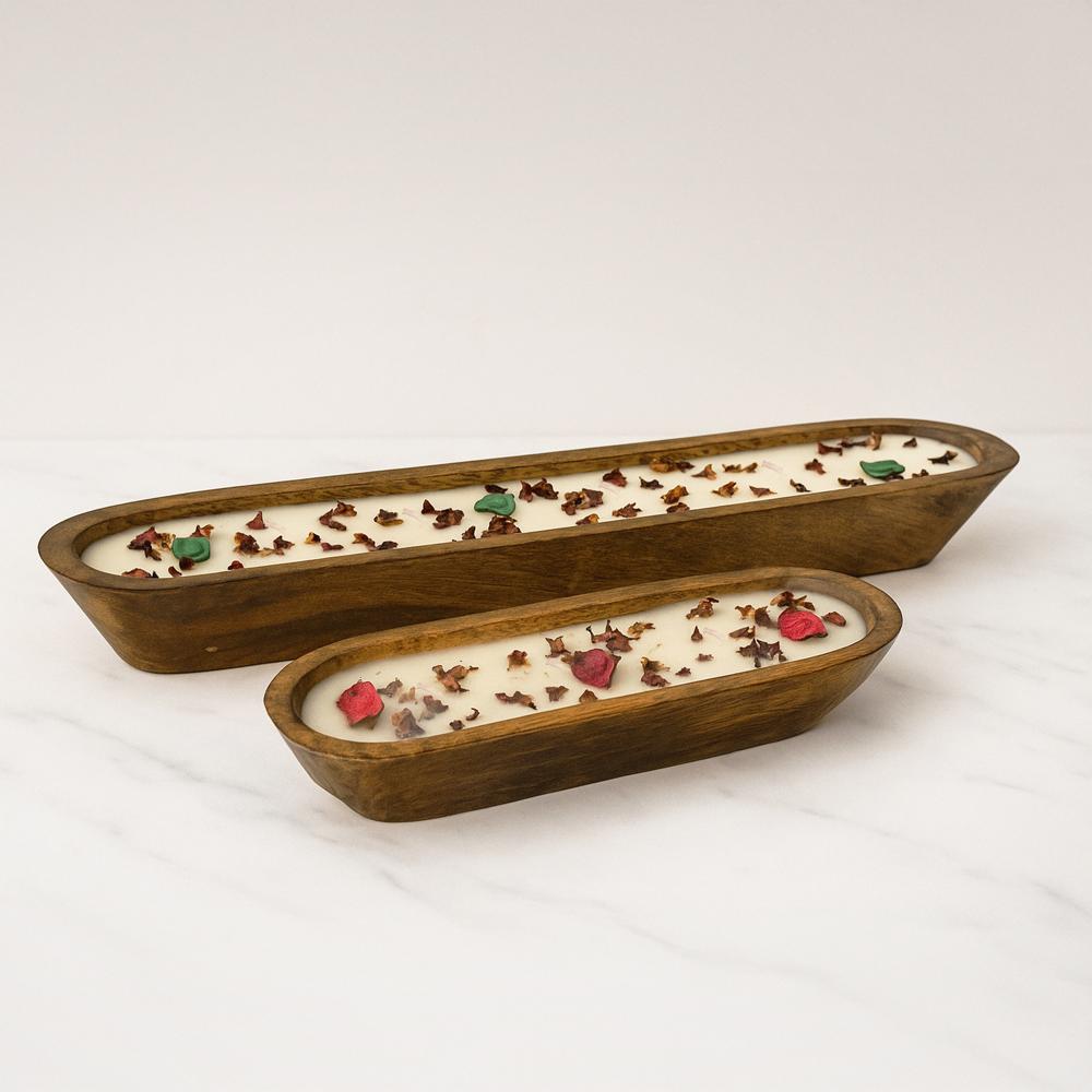 Wooden boat shape candle