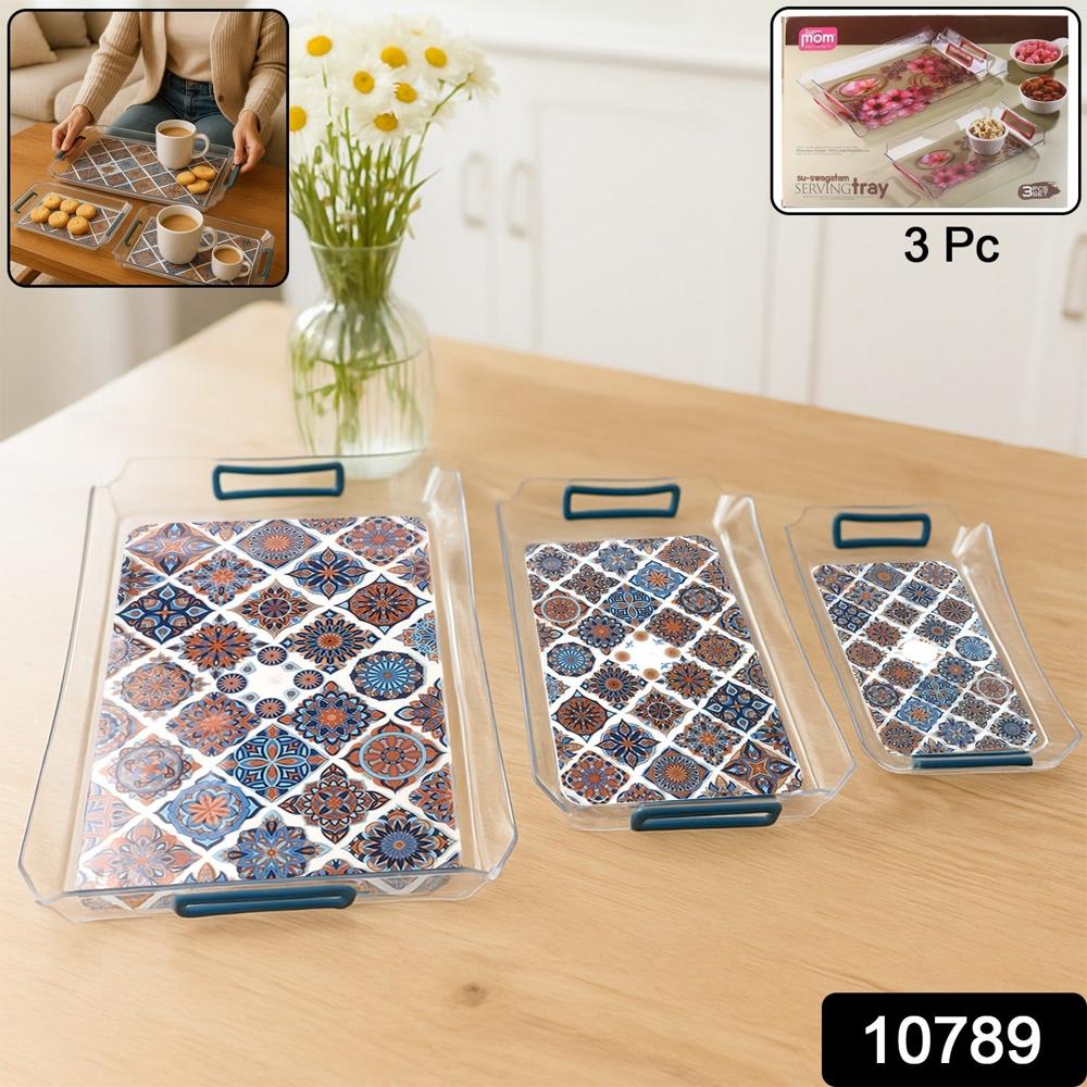 Supermom 3 Piece Multipurpose Serving Tray (3 Pc / Set) - Color: Mix