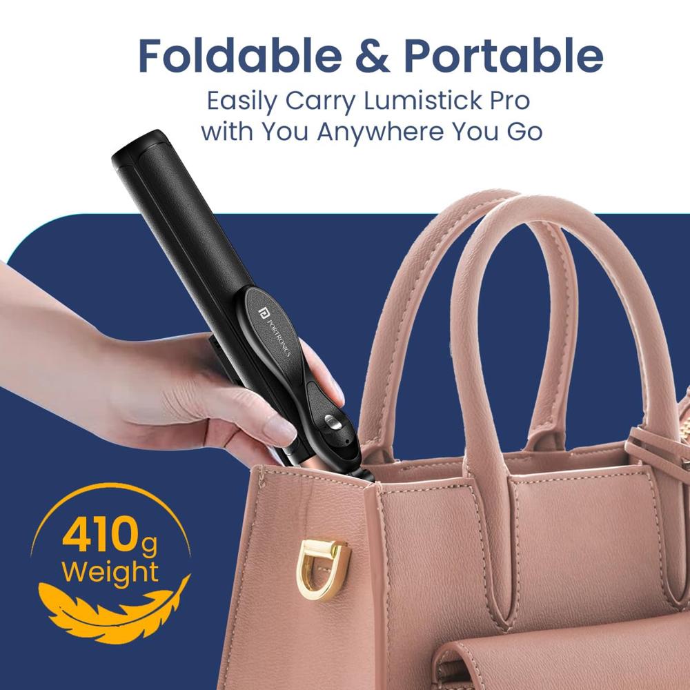 Portronics Lumistick Pro Smart Selfie Stick with 360 Degree Rotation, 10 M Bluetooth Range,