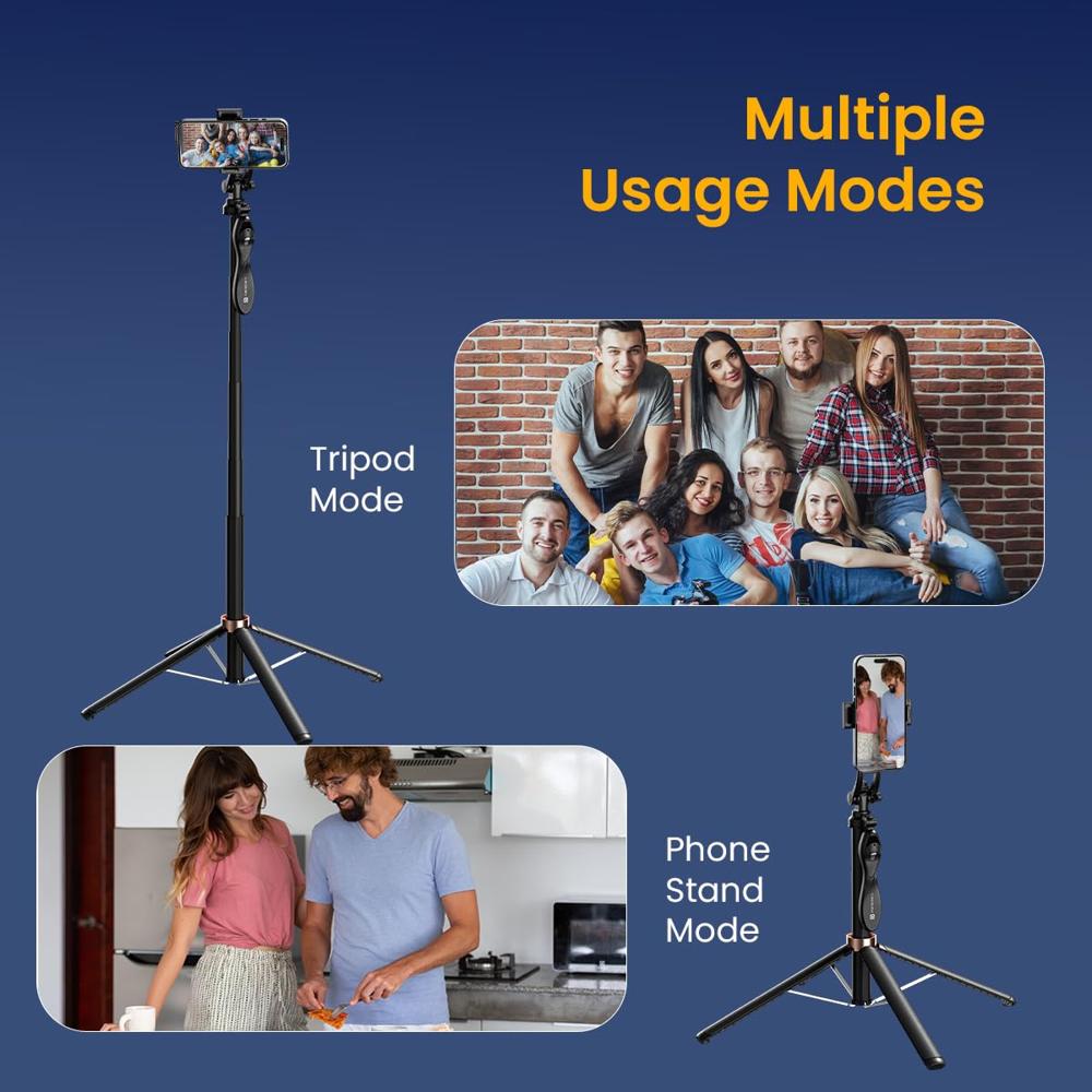 Portronics Lumistick Pro Smart Selfie Stick with 360 Degree Rotation, 10 M Bluetooth Range,
