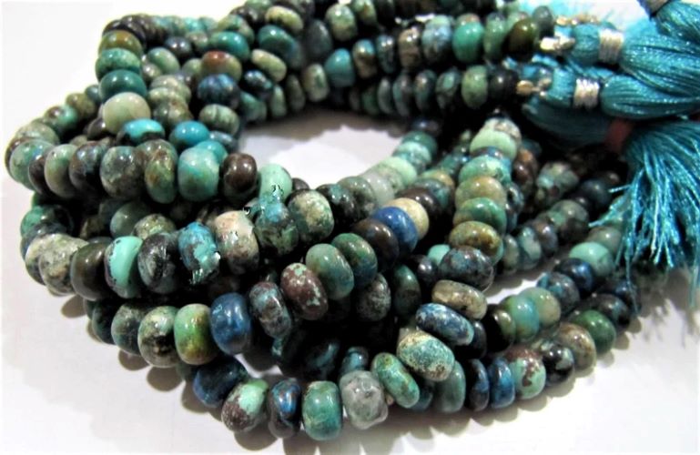 Natural Chrysocolla Rondelle Plain Beads 9-10 mm / Multi Color Smooth Sold per String 8 inches