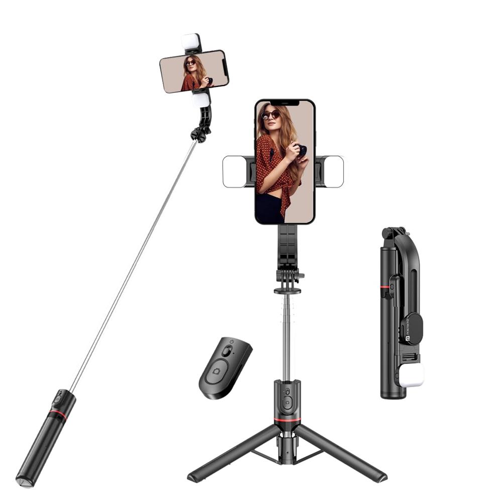 Portronics Lumistick Smart Selfie Stick with 360 Degree Rotation, Bluetooth v5.3, 1160mm
